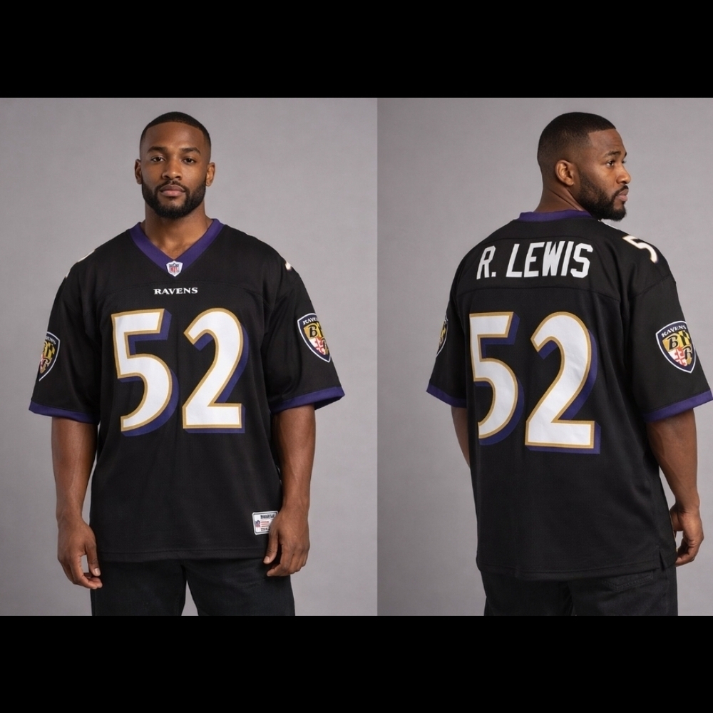 Mitchell & Ness Baltimore Ravens Ray Lewis #52 NFL Legacy Jersey 48 XL Throwback - Picture 12 of 12